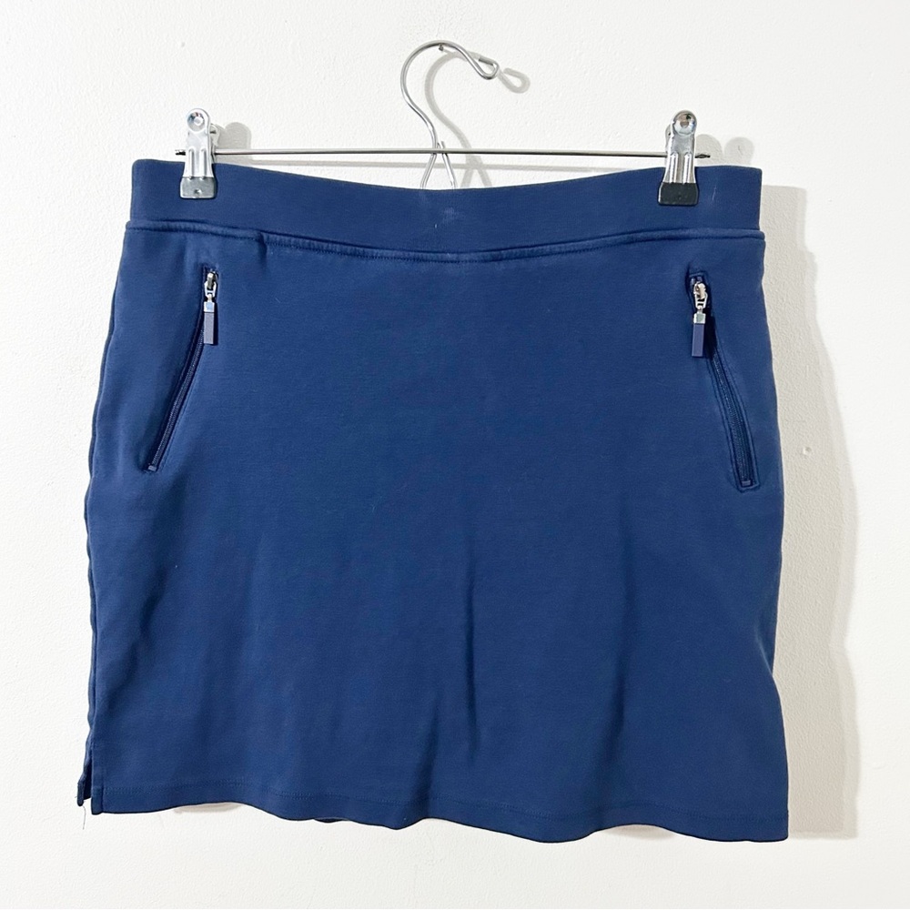 Jones New York Signature Cotton Skort Front Slash Pockets Zippers Navy Blue 💙
